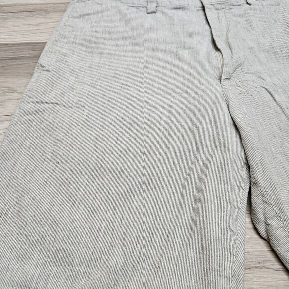 BANANA REPUBLIC Mens Beige Stripe Cotton Linen Chino Shorts Size 34 - Picture 2 of 5